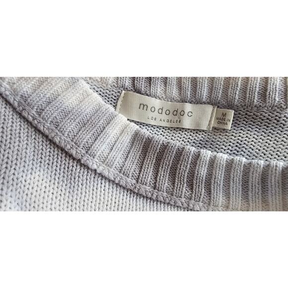 Mododoc Cottage Knit Tie Dye Pullover Sweater Women Size M Gray Relaxed Fit Cozy - Picture 4 of 4